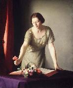 William McGregor Paxton Girl Arranging Flowers Sweden oil painting artist
